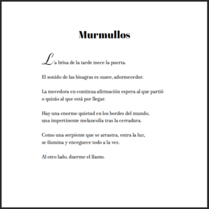 Poema Murmullos de Lilián Pallares para Petalurgia